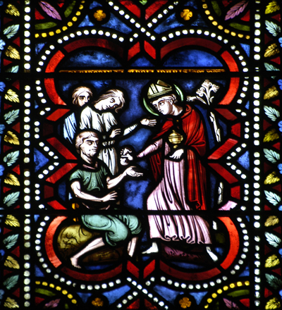 Stained glass window from Clermont-Ferrand Cathedral show Sidonius Apollinaris