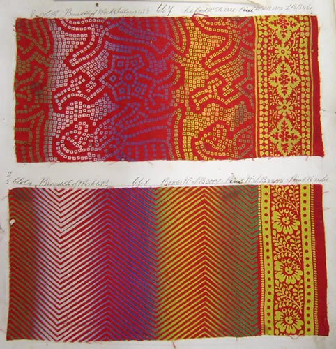 #0027Rainbow#0027 effect Turkey red printed fabrics 
