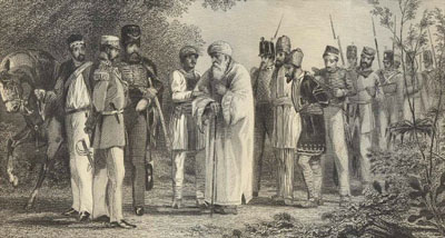 Drawig of the capture of the King of Delhi