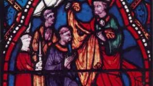 Stained glass of St Sidonius in Clermont cathedral