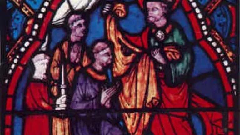Stained glass of St Sidonius in Clermont cathedral