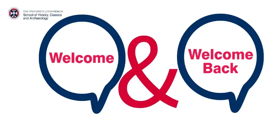 The words welcome and welcome back appear in speech bubbles with an ampersand between them