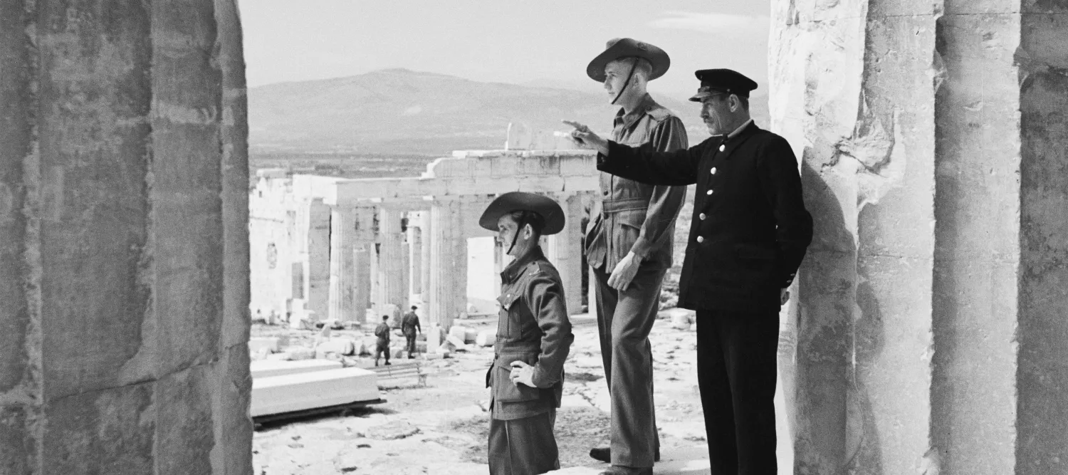 Australian soldiers visit the Parthenon on the Acropolis of Athens a few weeks before the German invasion of Greece in April 1941. 