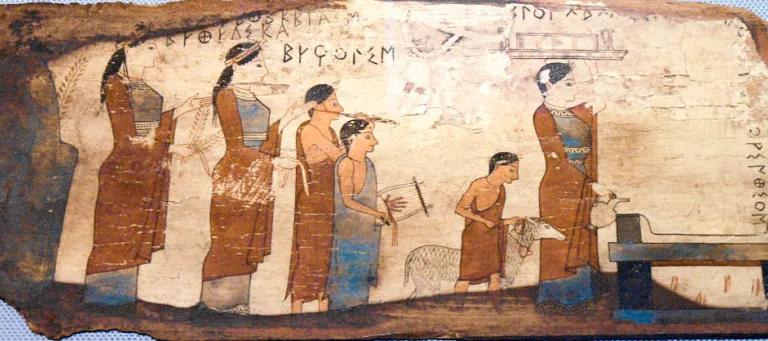 Depiction of an animal sacrifice at Corinth, 6th century BCE