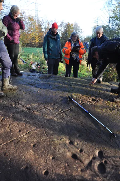 Recording rock art in Faifley, November 2017 (Photograph: Guillaume Robin)