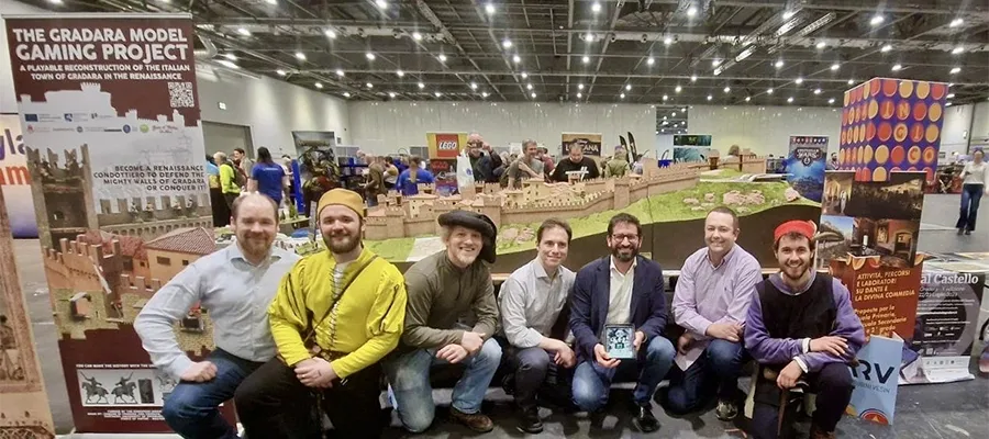 The Gradara model with the team who designed and built it.