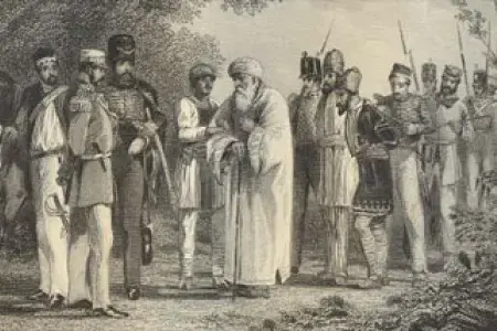 Drawig of the capture of the King of Delhi