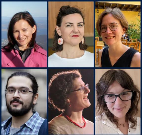 Top row from left: Professor Cordelia Beattie, Dr Kate Davison, Dr Kirsty Day; Botton row from left: Dr Zubin Mistry, Professor Diana Paton, Dr Emily Ward