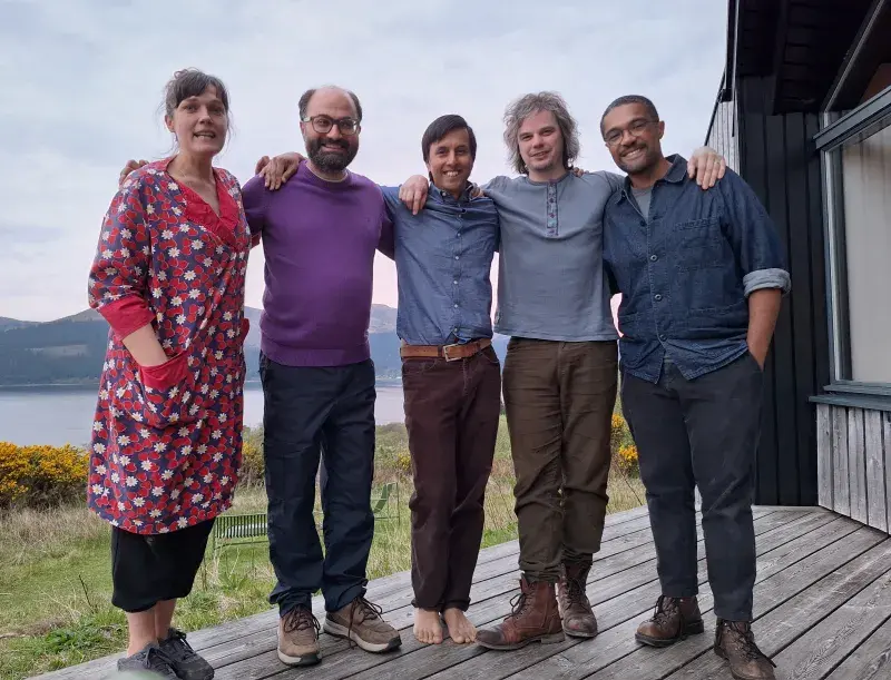 Members of the project team at a project meeting in Cove Park in the west of Scotland in April 2025