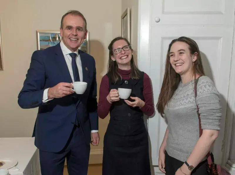 Minister Joe McHugh, T.D., Sophie Cooper and Roseanna Doughty