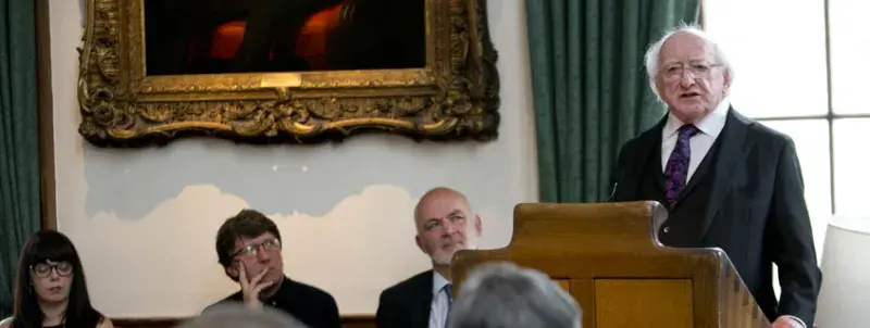 President Higgins addressing the event