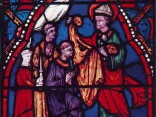 Stained glass of St Sidonius in Clermont cathedral