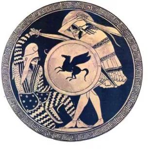 Greek hoplite and Persian warrior fighting each other