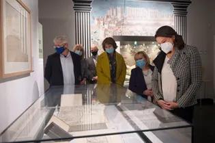 Niki Kerameus, Greek Minister for Education and Religious Affairs, visits the exhibition 'Edina/Athena' in Edinburgh