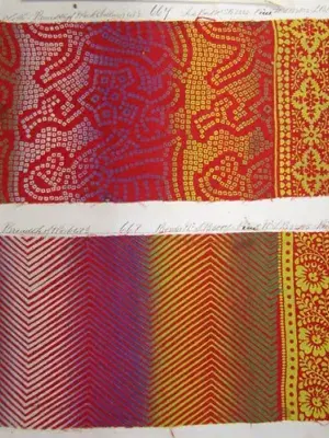 #0027Rainbow#0027 effect Turkey red printed fabrics 