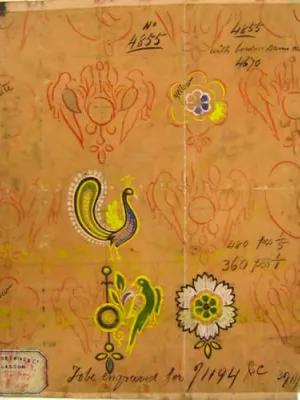 Design sketched on paper for a cylinder pattern