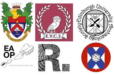Logos for undergraduate societies within the School of History, Classics and Archaeology