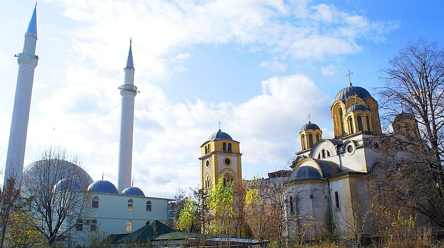 Photograph of Ferizaj Church and Mosque by Valdete Hasani 
